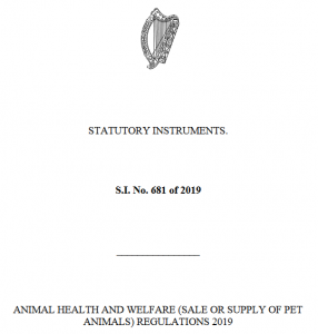 sale or supply of pet animals