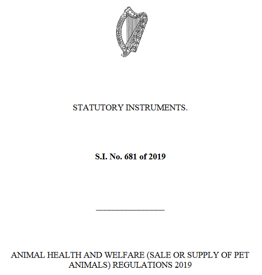 sale or supply of pet animals